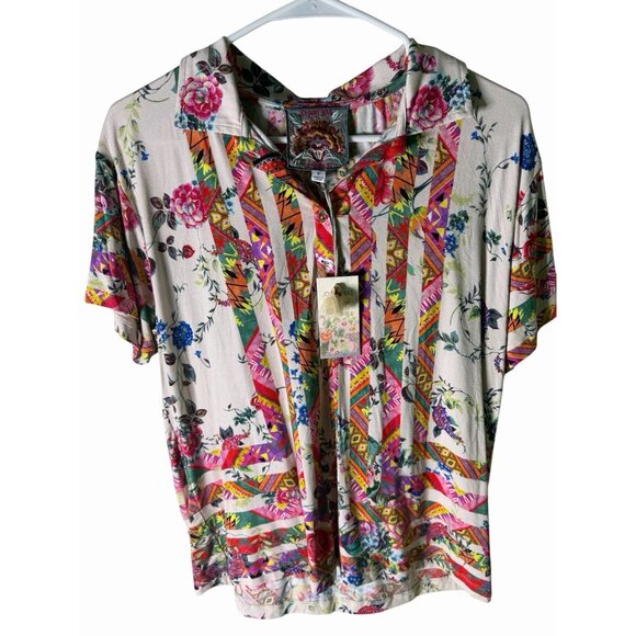 Johnny Was Tops - Johnny Was Azzy Flower Polo Shirt, Size Small NEW WITH TAGS!